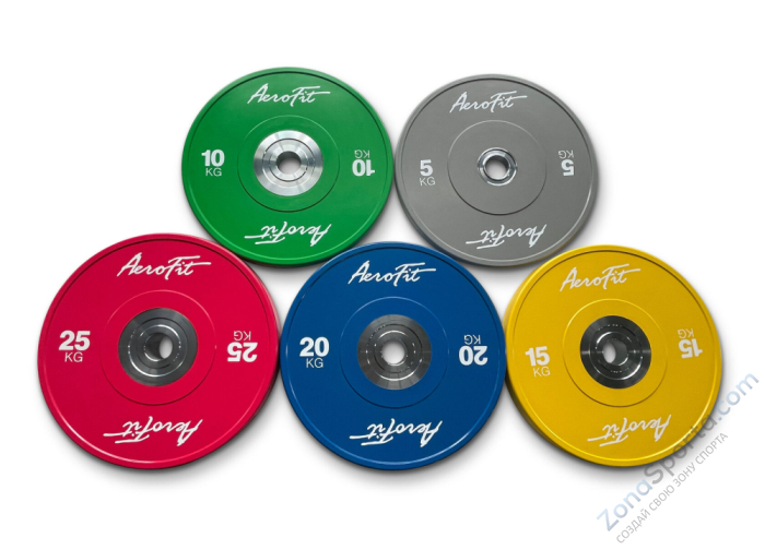 Бамперные диски для кроссфита, цветные 10 кг AeroFIT AFBDC