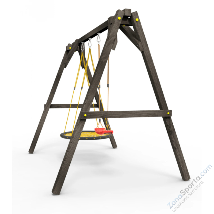 Деревянные качели Пикник 2 Black (качели гнездо 1м качели долька)