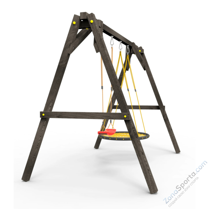 Деревянные качели Пикник 2 Black (качели гнездо 1м качели долька)