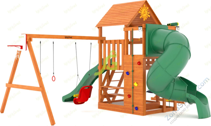 Детская площадка IgraGrad Крафт Pro 4 с трубой мод.2