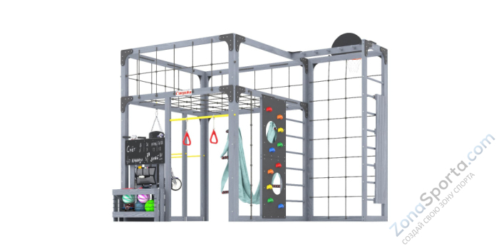 Детская площадка Савушка Куб-2 (Серый) с гамаком для йоги