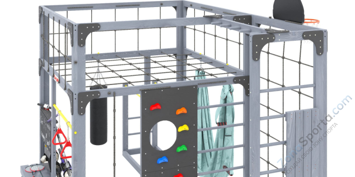 Детская площадка Савушка Куб-2 (Серый) с гамаком для йоги