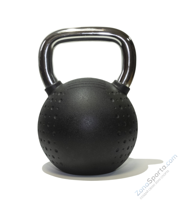 Гиря 24 кг с хромированной ручкой полиуретановая (CPU) Original FitTools