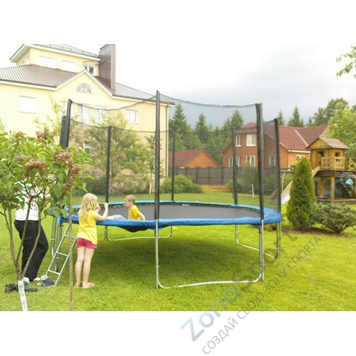 Комплект батут Oxygen High Jump 14EL с защитной сеткой и лестницей