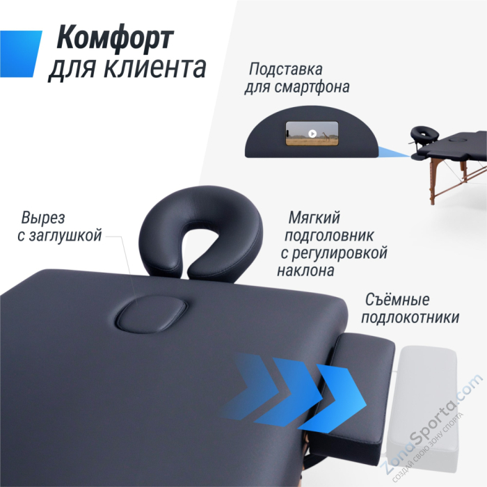 Массажный стол Unix Standard 3 Section Black